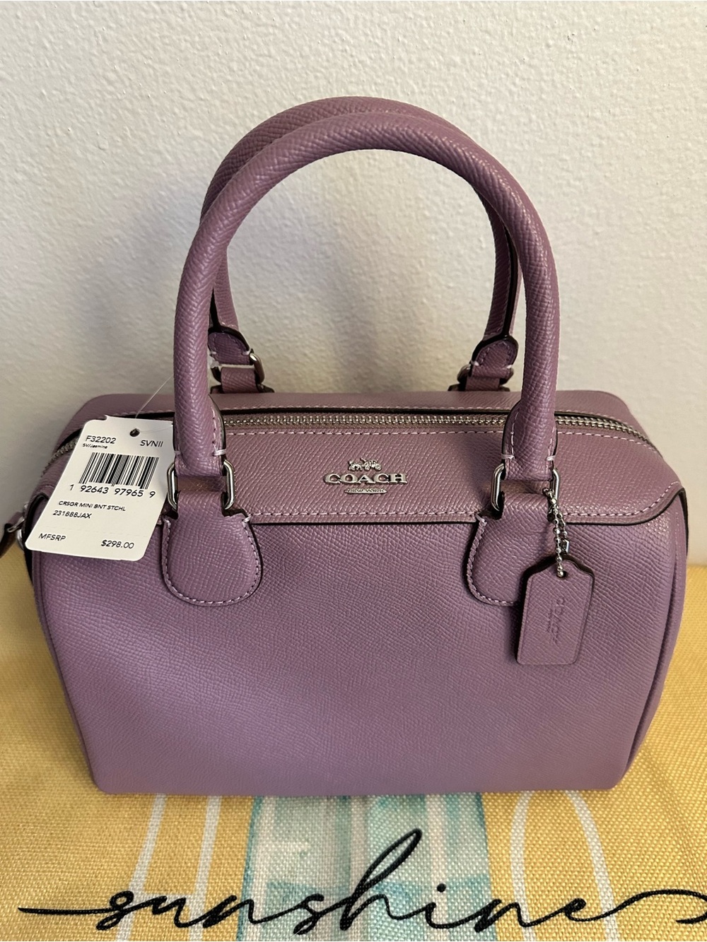 Coach Bennett Lilac Leather Satchel - Picture 2 of 7